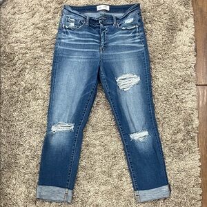 BKE “Parker” Women's Distressed Dark Blue Boyfriend Jeans